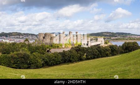 Panorama von Conwy Castle. Stockfoto