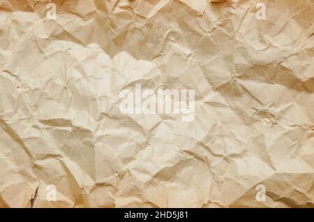 Sehr altes Stück Papier, zerknittert, Makroaufnahme Stockfoto