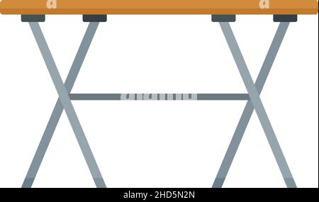 Symbol für den klappbaren langen Tisch. Flache Darstellung des klappbaren Vektorsymbols für lange Tische auf weißem Hintergrund Stock Vektor