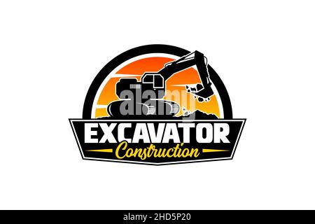 Vorlage für Bagger-Logo. Schwere Ausrüstung Logo Vektor für Bauunternehmen. Kreative Baggerillustration für Logo. Stock Vektor