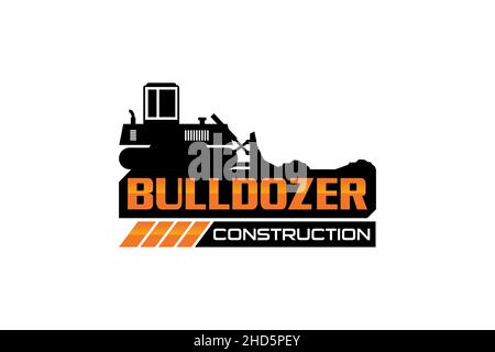 Bulldozer Logo Vorlage Vektor. Schwere Ausrüstung Logo Vektor für Bauunternehmen. Kreative Baggerillustration für Logo. Stock Vektor