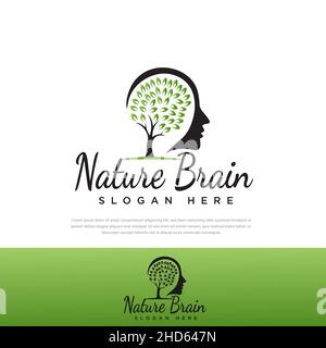 Brain Health Tree Logo Design, Vorlage, Symbol, Symbol, Geist, Natur, Bildung, abstrakt Stock Vektor