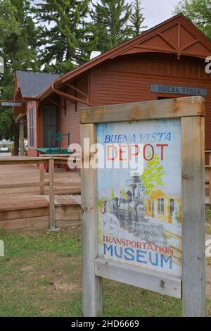Das historische Eisenbahndepot-Museum, Buena Vista CO Stockfoto
