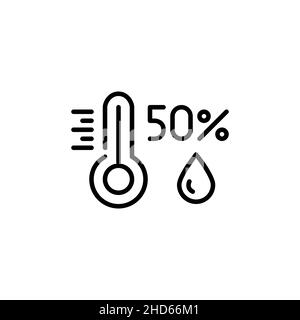 Symbol für Temperatur und Luftfeuchtigkeit. Pixelgenaue, bearbeitbare Kontur Stock Vektor