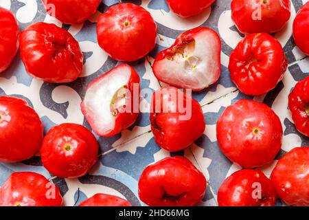 Wachsapfel oder Java-Apfel oder Semarang-Rosenapfel (Syzygium samarangense) Stockfoto