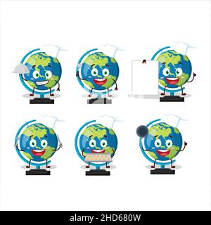 Cartoon-Figur der Kugel mit verschiedenen Chef Emoticons. Vektorgrafik Stock Vektor