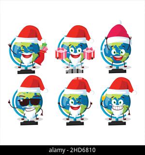 Weihnachtsmann Emoticons mit Kugel-Cartoon-Figur. Vektorgrafik Stock Vektor