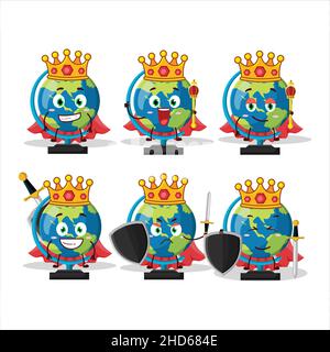 Eine charismatische König Kugel Cartoon-Figur trägt eine goldene Krone. Vektorgrafik Stock Vektor