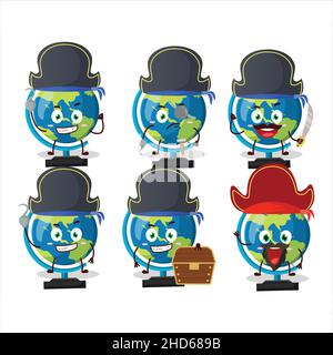 Cartoon-Charakter der Kugel mit verschiedenen Piraten Emoticons. Vektorgrafik Stock Vektor