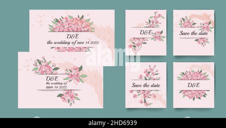 Design von Einladungsvorlagen Sakura Blumen. Stock Vektor