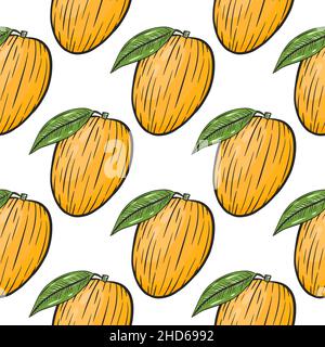 Mango saftig bunte Frucht nahtlose Muster Vektor Illustration Stock Vektor