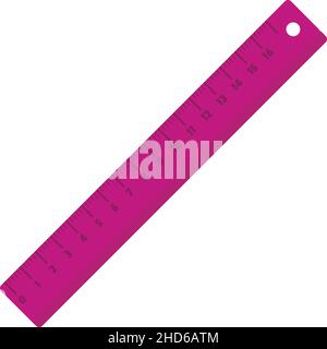 Symbol für Kunststofflineal. Flache Darstellung des Vektorsymbols für das Lineal aus Kunststoff, isoliert auf weißem Hintergrund Stock Vektor