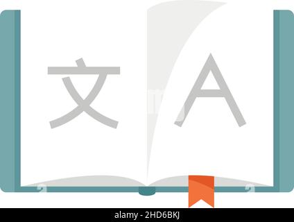 Symbol für offenes Buch für Linguisten. Flache Darstellung des Vektorsymbols für offene Bücher von Linguisten auf weißem Hintergrund Stock Vektor