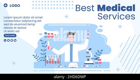 Medical Check Up Post Template Health Care Flat Design Illustration editierbar von quadratischen Hintergrund für Social Media, Grußkarte oder Web Stock Vektor