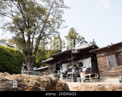 Tokushima, Japan - 3. April 2018: Auf dem Gelände von Jorakuji, Tempel 14 der Shikoku-Pilgerfahrt Stockfoto