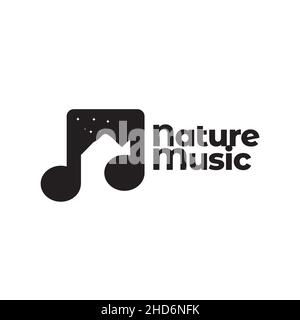 Note Musik mit Berg Logo Design Vektor Grafik Symbol Symbol Zeichen Illustration kreative Idee Stock Vektor