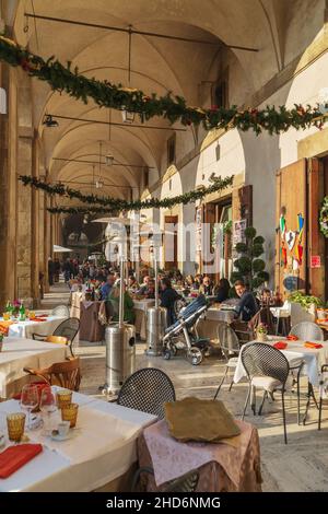 Piazza Grande Square, Vasari Lodges, Arezzo, Toskana, Italien, Europa Stockfoto