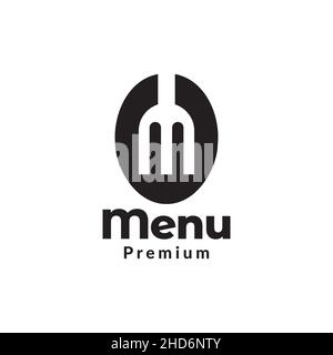 Ovale Form mit Gabel Logo Design Vektor Grafik Symbol Symbol Zeichen Illustration kreative Idee Stock Vektor