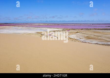 Namibia, Erongo, Walvis Bay, Salz Verdunstungsteichen Stockfoto