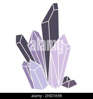 Hipster Kristall Silhouette Vektor Illustration minimalistischen Symbol. Lineares Zeichen eines Schatzjuwels. Mineral, Diamant, Quarz einfaches Symbol isoliert auf weißem BA Stock Vektor