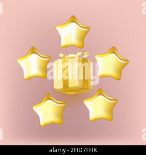 Dekorative Geschenkboxen mit Goldschleife auf weißem Hintergrund. Draufsicht. Stock Vektor
