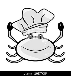 Cartoon Krabbenkoch isoliert auf weißem Hintergrund.Süße Krabbe mit Chefhut. Meeresfrüchte-Restaurant Logo.Mascot Charakter Crawfish für Meer Produkt Label.Vector Stock Vektor