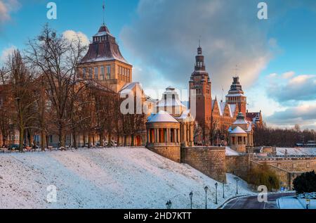 Haken Terrasse in Stettin an einem Wintermorgen Stockfoto