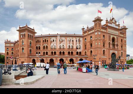 Madrid, Spanien - Juni 07 2018: Die Plaza de Toros de Las Ventas (oft kurz Las Ventas) ist eine berühmte Stierkampfarena im Stadtzentrum. Stockfoto