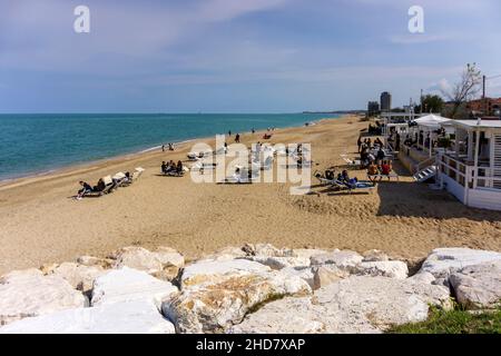 Seascape, Strand von Porto Potenza Picena, Marken, Italien, Europa Stockfoto