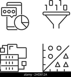 Data Mining Tools Linear Perfect Pixel Icons Set Stock Vektor