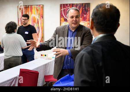 Andy Hogue, Vice President of Speaking of Liberty und Leiter der Kommunikationsabteilung der lokalen Republikanischen Partei in Austin, Texas, am 08. Dezember 2021. Die texanischen Konservativen schärfen ihre Argumente bei der Rede vom Liberty Speaker's Club vor dem, was sie hoffen, dass es eine erfolgreiche republikanische Zwischenwahl sein wird. Foto: Henrik Montgomery / TT Code 10060 Stockfoto