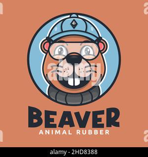 MASKOTTCHEN-LOGO VON GEEK BEAVER Stock Vektor