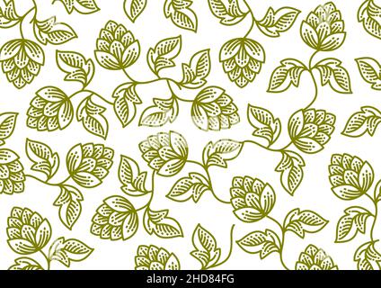 Olive Farbe floral Muster, Floral Frühling Muster in Vektor für Textildruck, Modemuster, Stoffdruck, Tapete Barock, Damast Stock Vektor