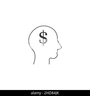 Business man Idee Vektor-Symbol. Geschäftsmann Kopf mit Dollar-Symbol. Vektordarstellung auf weißem Hintergrund isoliert Stock Vektor