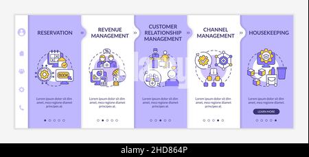Module der Property Management lila und weiß Onboarding Vorlage Stock Vektor