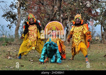 Bild des Chau-Tanzprogramms auf Purulia Stockfoto