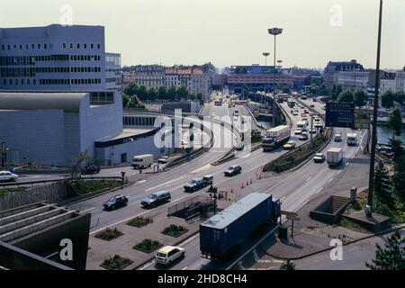 Archiv 80ies: Fourvieres-Tunnel, kritischer Transitpunkt, Perrache-Bezirk, Lyon, Zentralfrankreich Stockfoto