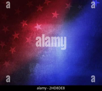 Abstrakte United States Flag Farben auf Metall-Textur mit freiem Raum. Moderne patriotische Banner Hintergrund Stockfoto