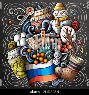 Russland Cartoon Vektor Doodle Kreidetafel Illustration Stock Vektor