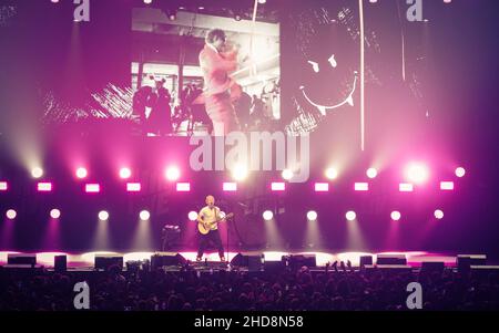 Ed Sheehan titelt das Hits Radio Live Event in der Liverpool Echo Arena Stockfoto