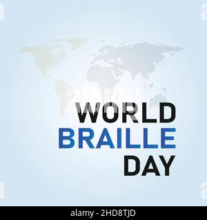 Happy World Braille Day Vektor-Illustration. Grußkarte, Poster und Banner für Braille-Tag Stock Vektor