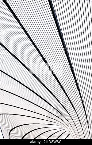 Vertikale Aufnahme eines Innenraums des Beijing Daxing International Airport, China Stockfoto