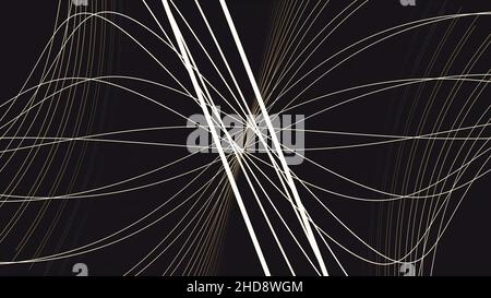 Endlos wiederholbarer Hintergrund mit schönen abstrakten, futuristischen bunten Linien. Farbenfrohe, abstrakte, wellige Streifen, Streifen, VJ-Loop-Hintergrund. Helle, wispy Linien von li Stockfoto