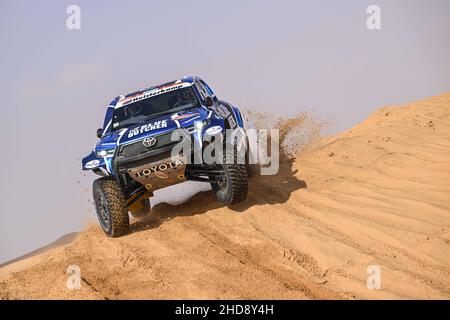 217 Ten Brinke Bernhard (nld), Delaunay Sebastien (Fra), Overdrive Toyota, Toyota Hilux Overdrive, Auto FIA T1/T2, Aktion während der Etappe 3 der Rallye Dakar 2022 zwischen Al Artawiya und Al Qaysumah, am 4th 2022. Januar in Al Qaysumah, Saudi-Arabien - Foto: Gigi Soldano/DPPI/LiveMedia Stockfoto