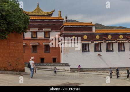 XIAHE, CHINA - 24. AUGUST 2018: Labrang Kloster in Xiahe, Provinz Gansu, China Stockfoto