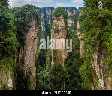 Felsformationen in Wulingyuan Scenic Area des Zhangjiajie Forest Park, China Stockfoto