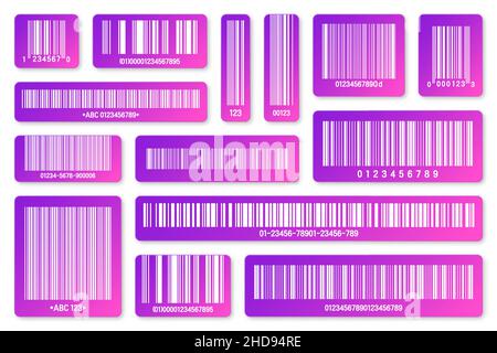 Satz moderner, farbenfroher Produkt-Barcodes. Identifizierungscode. Seriennummer, Produkt-ID mit digitalen Informationen. Store- oder Supermarktscan Stock Vektor