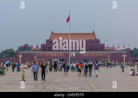 PEKING, CHINA - 27. AUGUST 2018: Himmlisches Friedenstor des Himmlischen Friedens in Peking, China Stockfoto