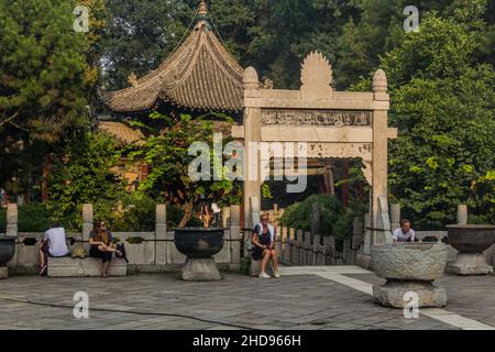 XI'AN, CHINA - 5. AUGUST 2018: Mondplattform an der Großen Moschee in Xi'an, China Stockfoto