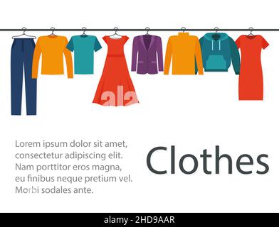 Banner Aufhänger mit Kleidung Vektor Illustration EPS 10 Stock Vektor